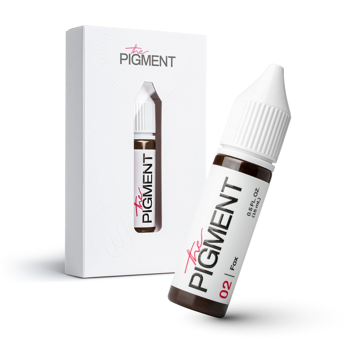 Pigmento PMU cejas The Pigment 02 Fox marrón cálido equilibrado 15 ml frasco profesional con packaging original micropigmentación