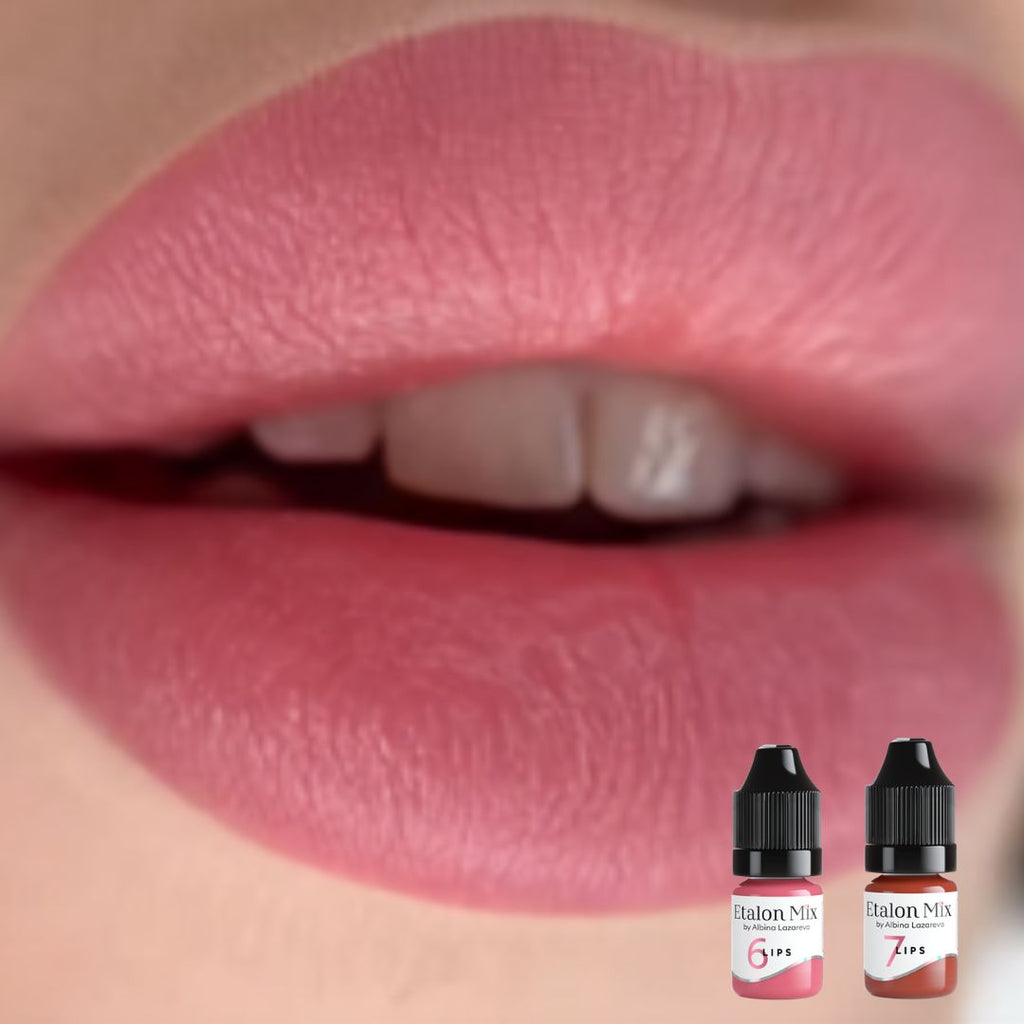 Resultado visual en labios con Etalon Mix N.º 6 Dusty Rose y N.º 7 Sweet Cinnamon para un rosa natural suave y equilibrado