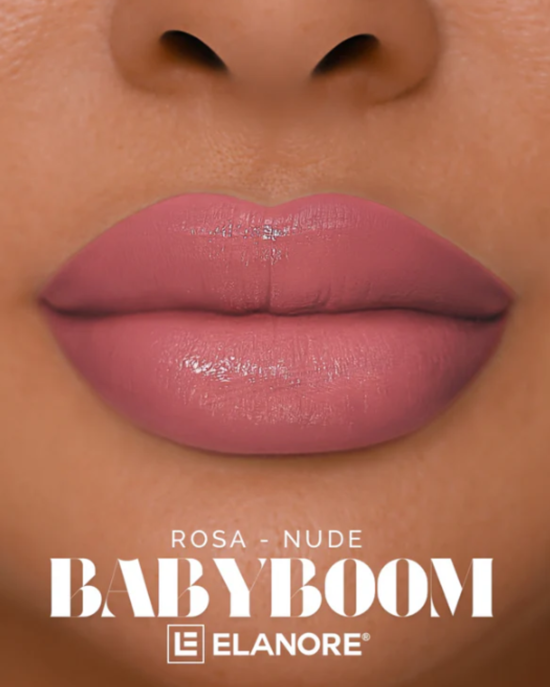 Resultado ombré lips y lip blush natural con Elanore 06 Babyboom rosa nude suave acabado elegante en labios