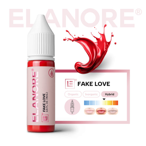 Elanore Fake Love pigmento PMU labios híbrido temperatura cálida neutra y opacidad media ficha técnica de color y aplicación