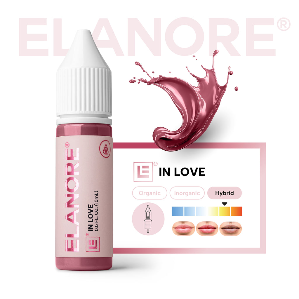 ELANORE In Love pigmento PMU labios híbrido 15 ml escala de temperatura neutro-cálida y ficha técnica de color