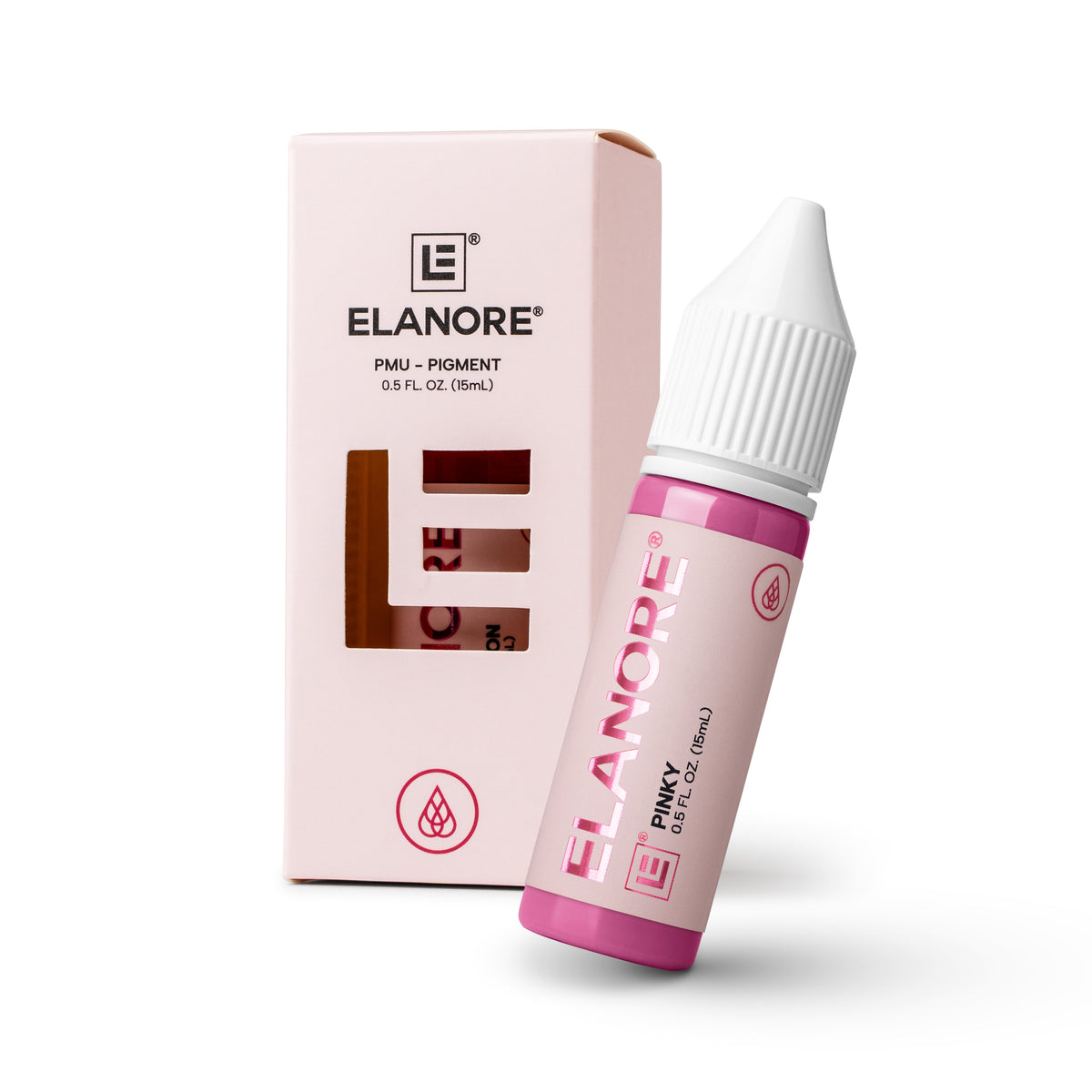 Pigmento PMU para labios Elanore Pinky 15 ml rosa vibrante frasco profesional con packaging original línea Elanore