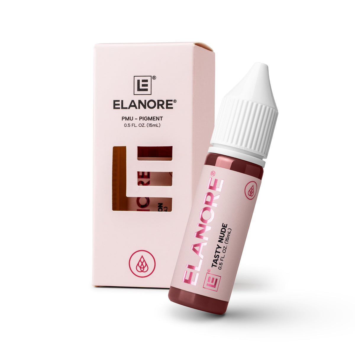 Pigmento PMU para labios Elanore Tasty Nude 15 ml rojo marrón elegante frasco profesional con packaging original