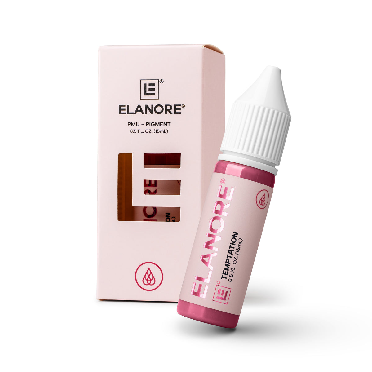 Pigmento PMU para labios Elanore Temptation 15 ml rojo floral intenso frasco profesional con packaging original