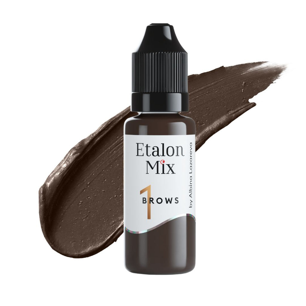 Pigmento híbrido para cejas Etalon Mix Nº1 Hazelnut 15 ml. Marrón natural equilibrado para micropigmentación PMU, powder brows y técnicas de sombreado.