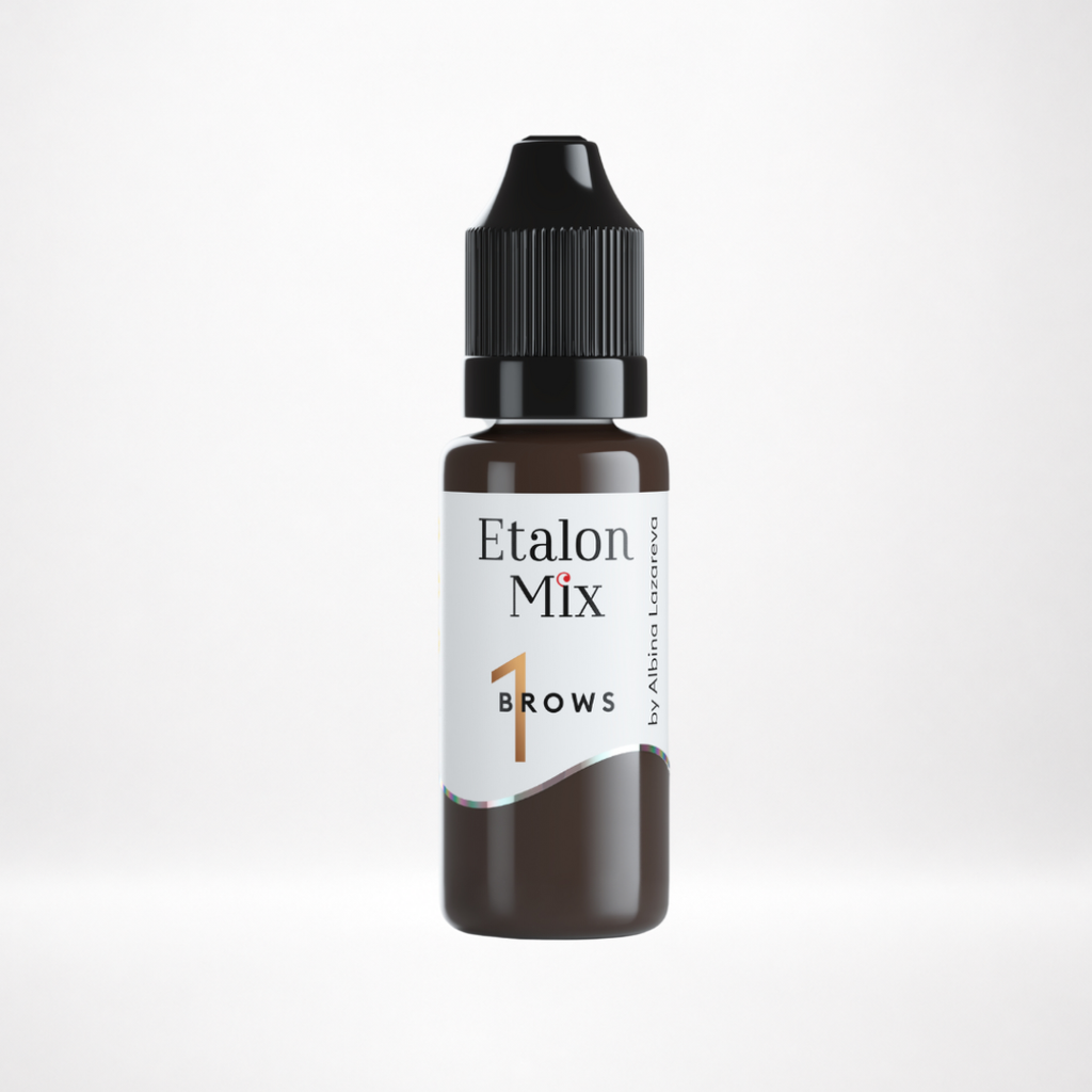 Frasco original de Etalon Mix 01 Hazelnut, pigmento PMU híbrido para cejas en tono marrón claro cálido