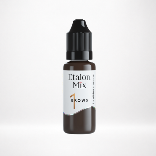 Frasco original de Etalon Mix 01 Hazelnut, pigmento PMU híbrido para cejas en tono marrón claro cálido