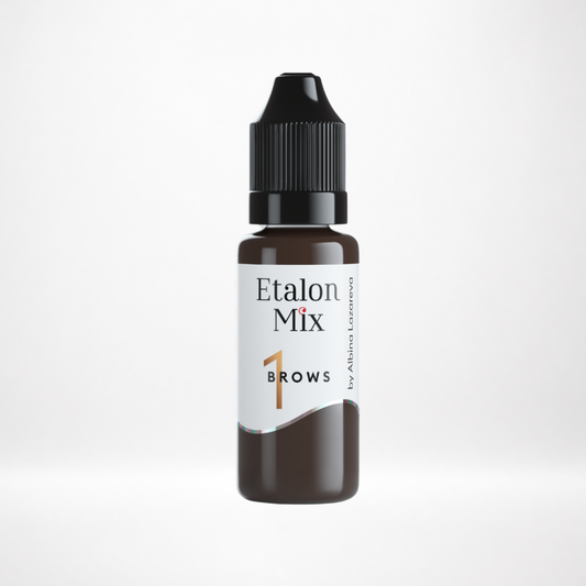 Frasco original de Etalon Mix 01 Hazelnut, pigmento PMU híbrido para cejas en tono marrón claro cálido