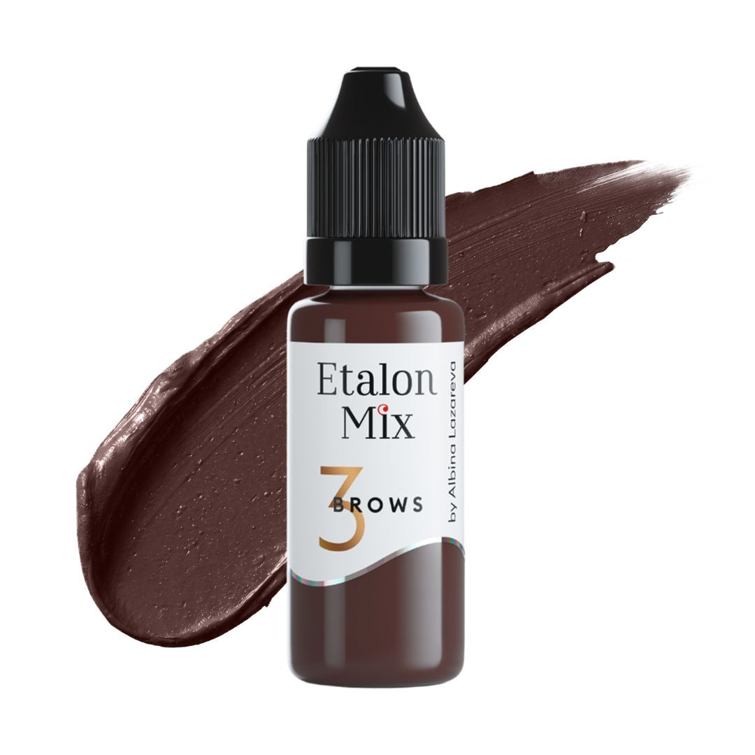 Pigmento híbrido para cejas Etalon Mix Nº3 Cognac 15 ml. Marrón rojizo cálido para micropigmentación PMU, ideal para pieles oliva y mezclas profesionales.