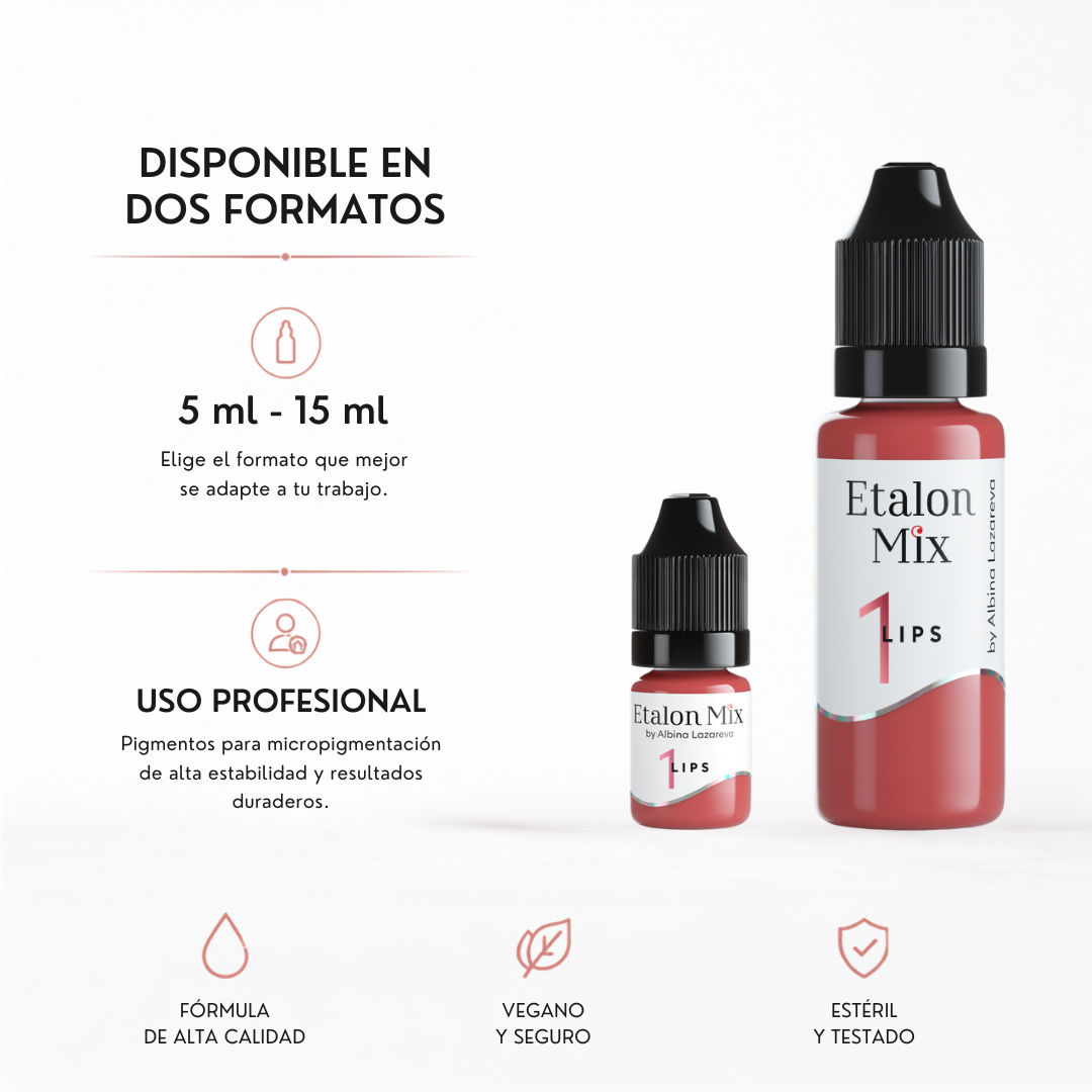 Etalon Mix N.º 1 Gentle Kiss pigmento profesional para labios disponible en frascos de 5 ml y 15 ml