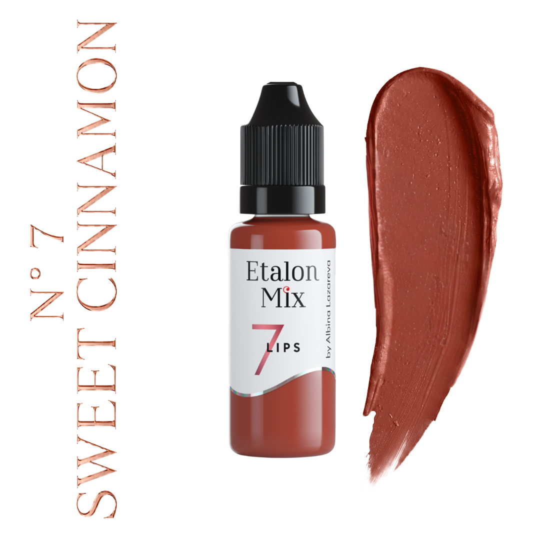 Swatch del pigmento PMU para labios Etalon Mix N.º 7 Sweet Cinnamon beige rojizo cálido con matiz marrón suave