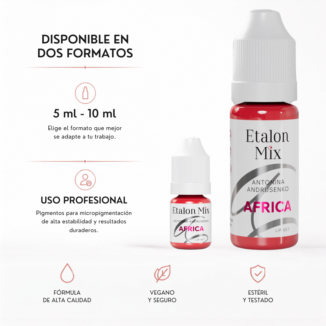 Pigmento PMU para labios Etalon Mix Africa by Antonina Andrusenko disponible en formatos profesionales de 5 ml y 10 ml