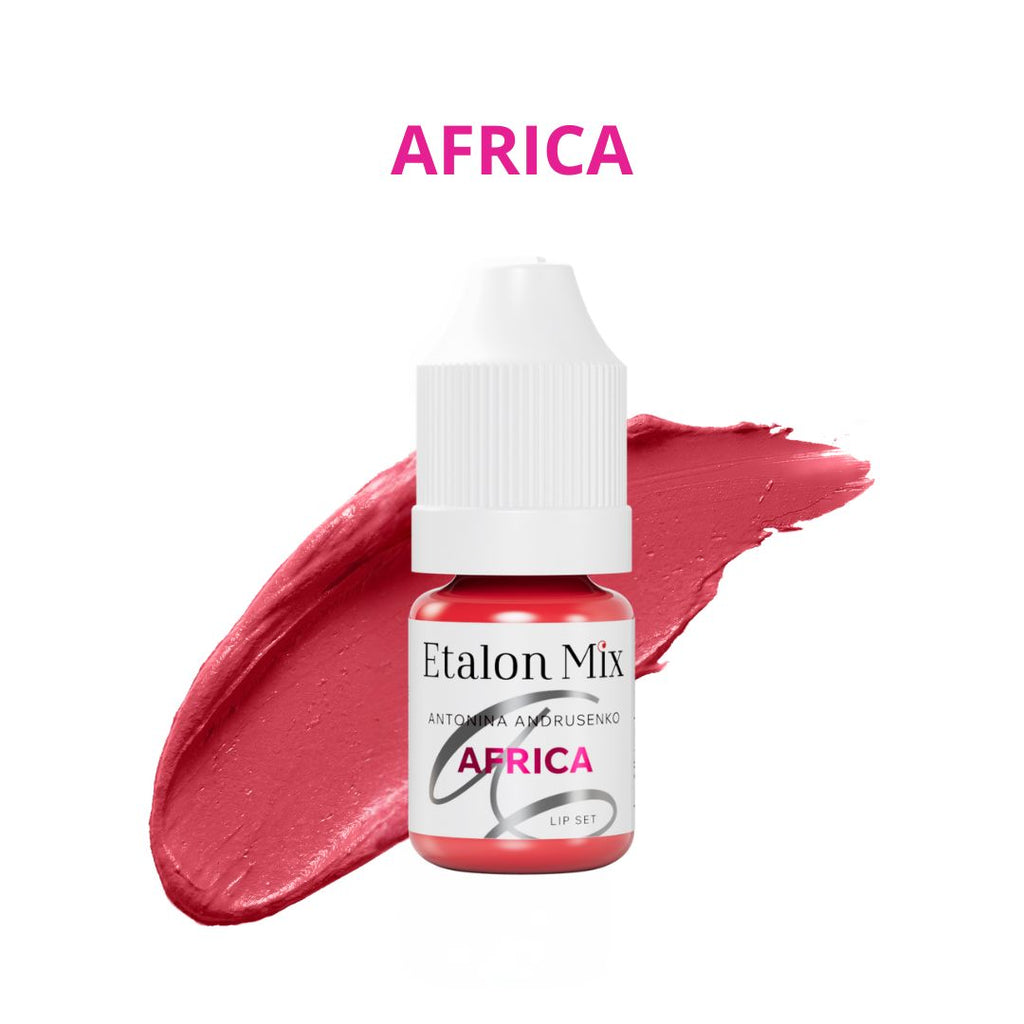 Pigmento mineral Etalon Mix Africa 5 ml para micropigmentación de labios, rojo intenso de saturación media ideal para lip blush y mezclas profesionales.