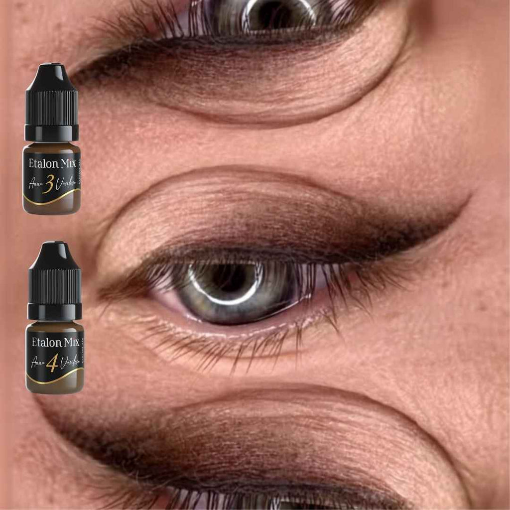 Resultado de eyeliner difuminado con Etalon Mix Amber 3 marrón cálido para degradado natural y sombreado de párpados