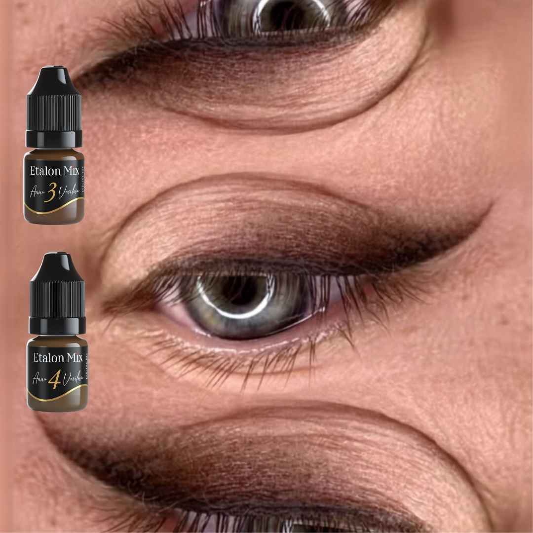 Resultado de eyeliner difuminado con Etalon Mix Amber 3 marrón cálido para degradado natural y sombreado de párpados
