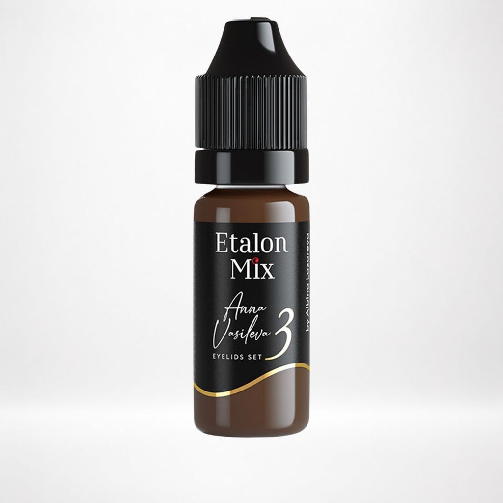 Frasco Etalon Mix Amber 3 pigmento PMU marrón cálido de saturación media para eyeliner difuminado y micropigmentación de ojos