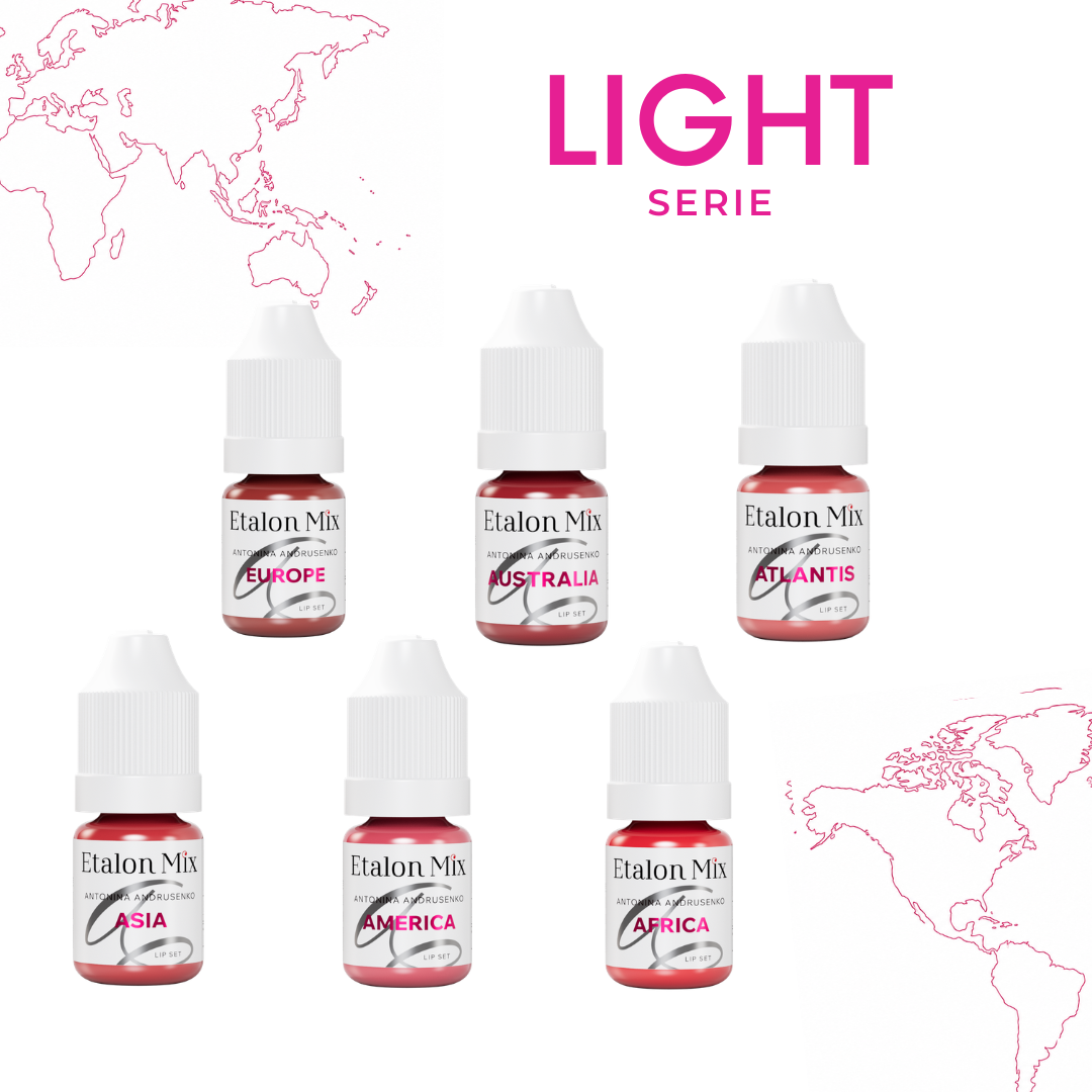 Colección Etalon Mix Light Serie con pigmentos profesionales para labios Europe, Australia, Atlantis, Asia, America y Africa