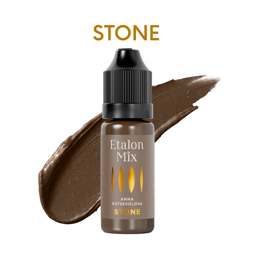 Pigmento PMU para cejas Etalon Mix Stone de Anna Kutsevolova, rubio claro frío para resultados sofisticados y trazos hiperrealistas, 10 ml