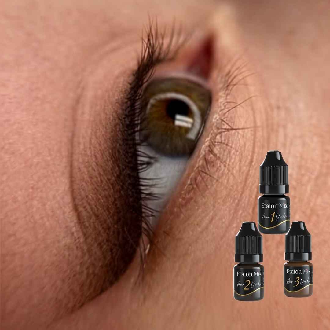 Resultado de eyeliner con pigmentos PMU Etalon Mix Anna Vasileva para micropigmentación de ojos y delineado profesional