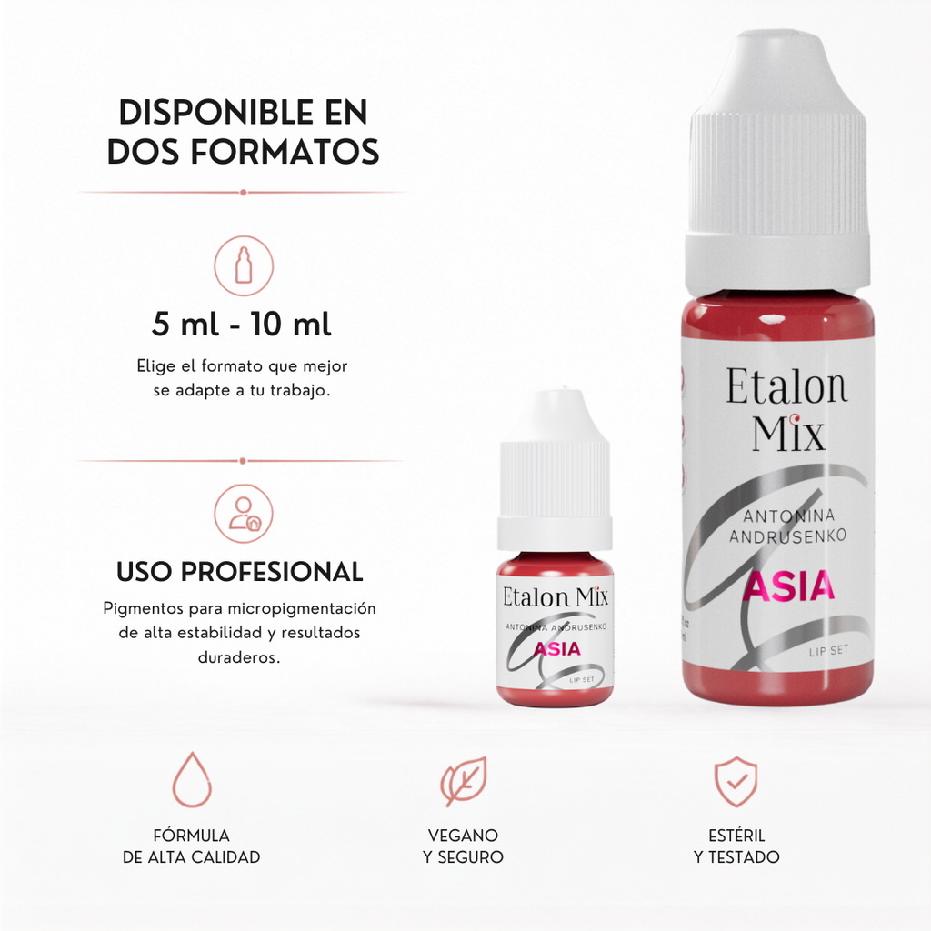 Pigmento PMU para labios Etalon Mix Asia by Antonina Andrusenko disponible en formatos profesionales de 5 ml y 10 ml