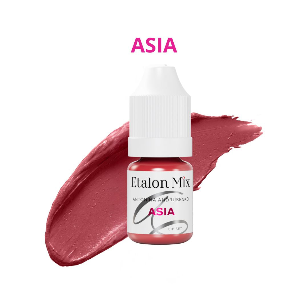 Pigmento mineral Etalon Mix Asia 5 ml para micropigmentación de labios, tono floral neutro ideal para lip blush naturales y mezclas personalizadas.