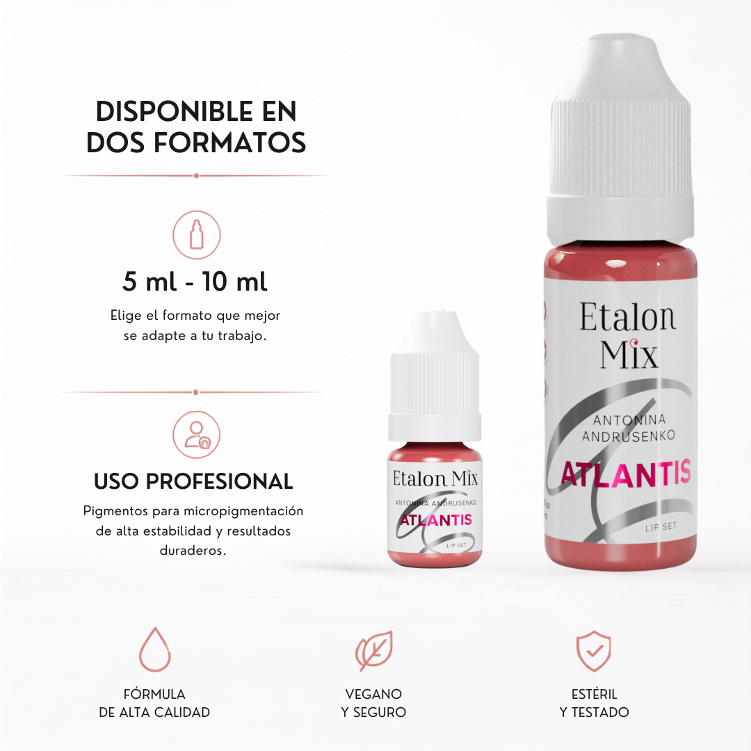 Pigmento PMU para labios Etalon Mix Atlantis by Antonina Andrusenko disponible en formatos profesionales de 5 ml y 10 ml