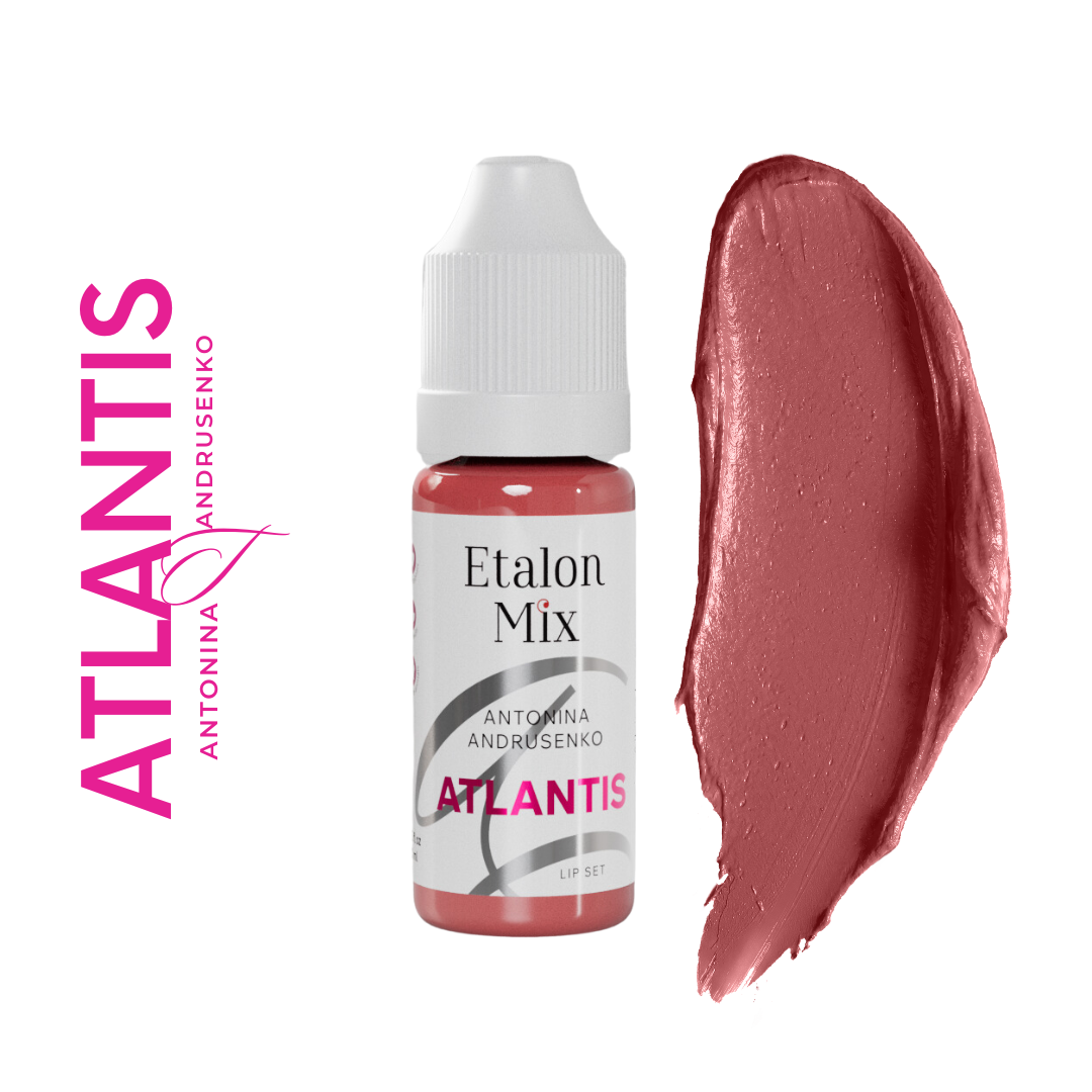 Swatch del pigmento PMU para labios Etalon Mix Atlantis beige rosa neutro para aclarar mezclas profesionales