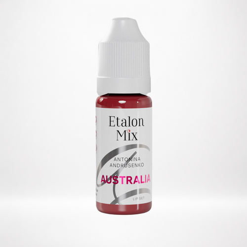 Pigmento PMU para labios Etalon Mix Australia by Antonina Andrusenko rojo vino frío en frasco profesional sobre fondo blanco