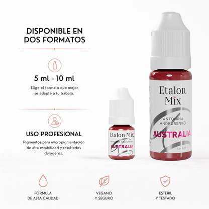 Pigmento PMU para labios Etalon Mix Australia by Antonina Andrusenko disponible en formatos profesionales de 5 ml y 10 ml