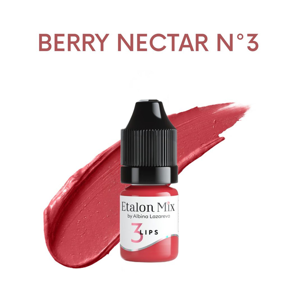 Pigmento PMU para labios Etalon Mix Berry Nectar Nº3 de 5 ml, rosa berry frío de saturación media y acabado acuarelado