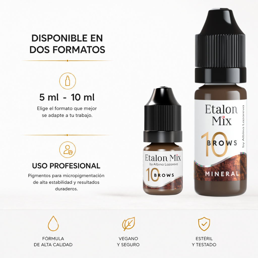 Etalon Mix Brows 10 Arabica pigmento mineral PMU para cejas disponible en formato 5 ml y 10 ml para uso profesional