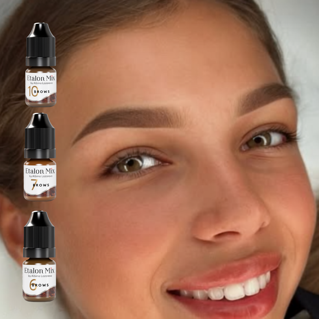 Pigmento PMU Etalon Mix Brows 10 Arabica para cejas frías en mezcla profesional con Pecan Nº7 y Taupe Nº6
