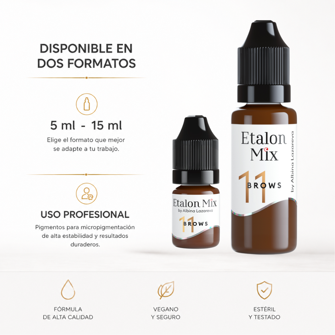 Etalon Mix Brows 11 castaño universal pigmento PMU para cejas disponible en formato 5 ml y 15 ml para uso profesional