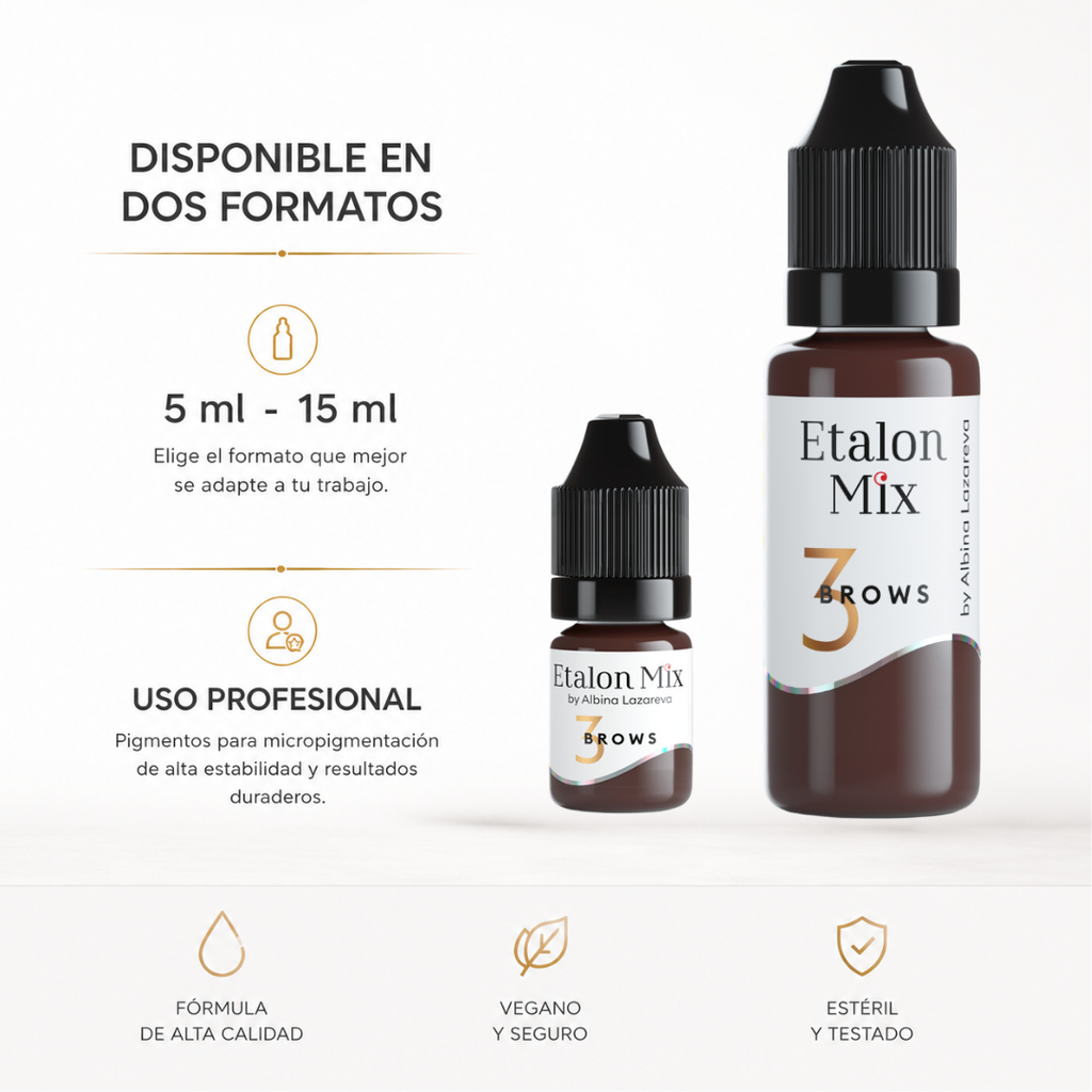 Etalon Mix Brows 3 Cognac pigmento PMU para cejas disponible en formato 5 ml y 15 ml para uso profesional