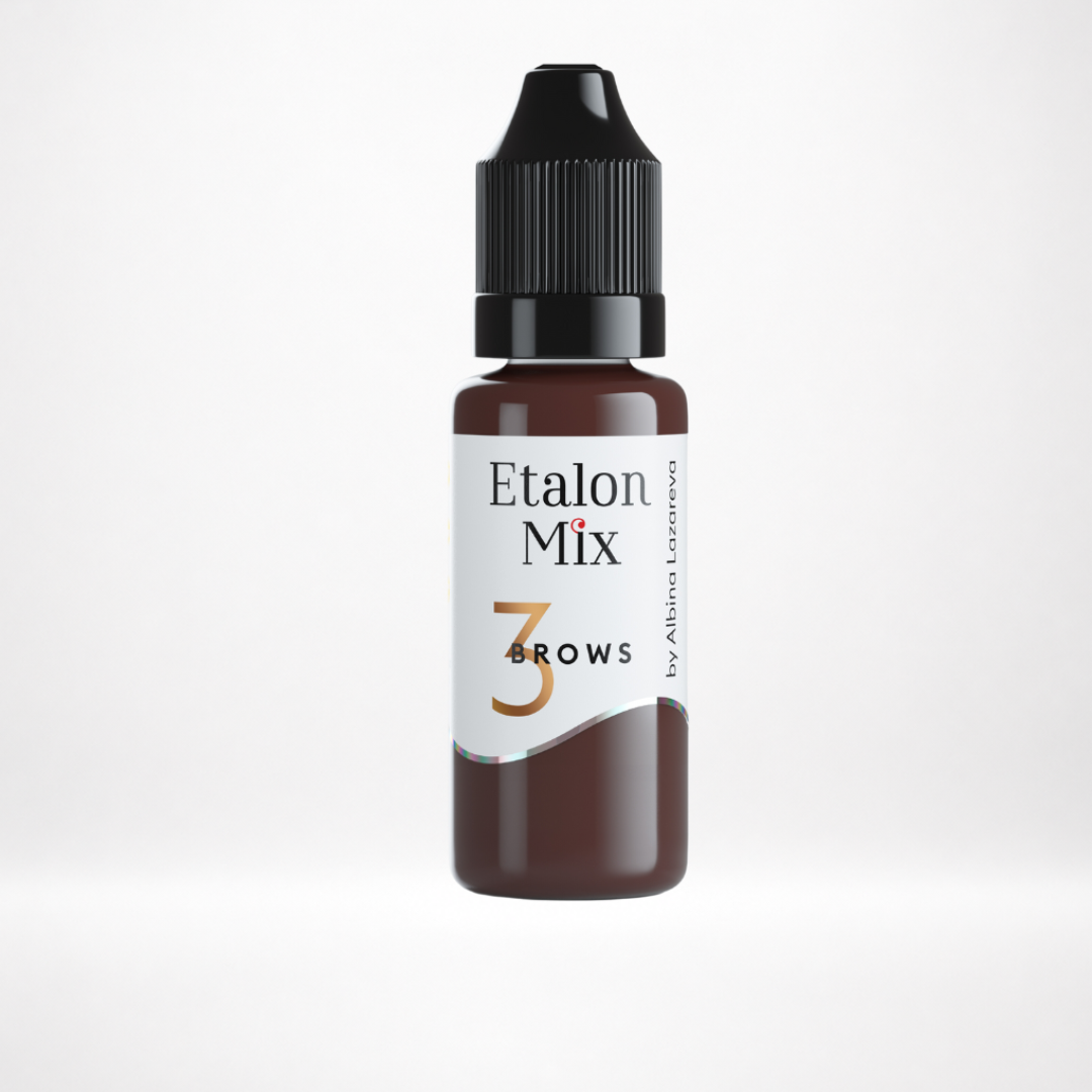 Frasco Etalon Mix Brows 3 Cognac pigmento híbrido profesional para cejas castañas cálidas y corrección de subtonos verdosos