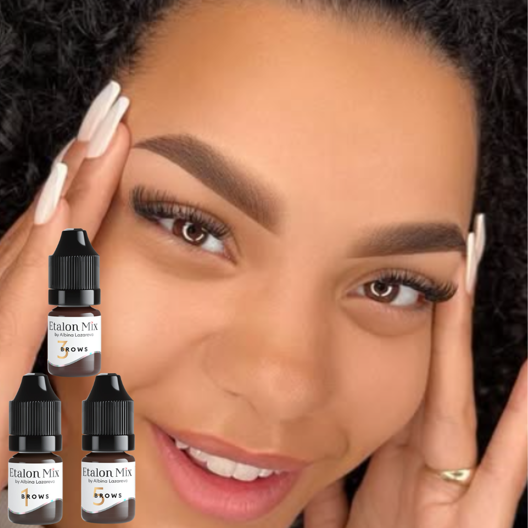 Pigmento PMU Etalon Mix Brows 3 Cognac para cejas en piel olivácea con mezcla profesional de tonos cálidos Hazelnut y Dark Brown