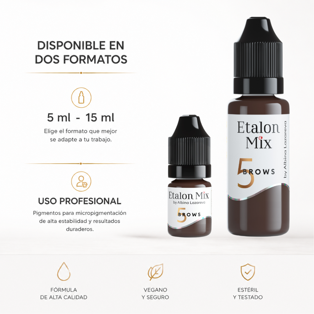 Etalon Mix Brows 5 Dark Chocolate pigmento PMU para cejas disponible en formato 5 ml y 15 ml para uso profesional