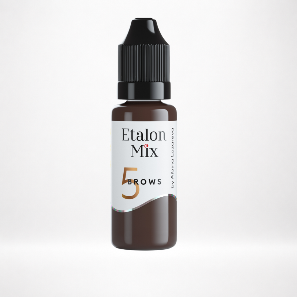 Frasco Etalon Mix Brows 5 Dark Chocolate pigmento híbrido profesional marrón oscuro frío para cejas y corrección de tonos anaranjados