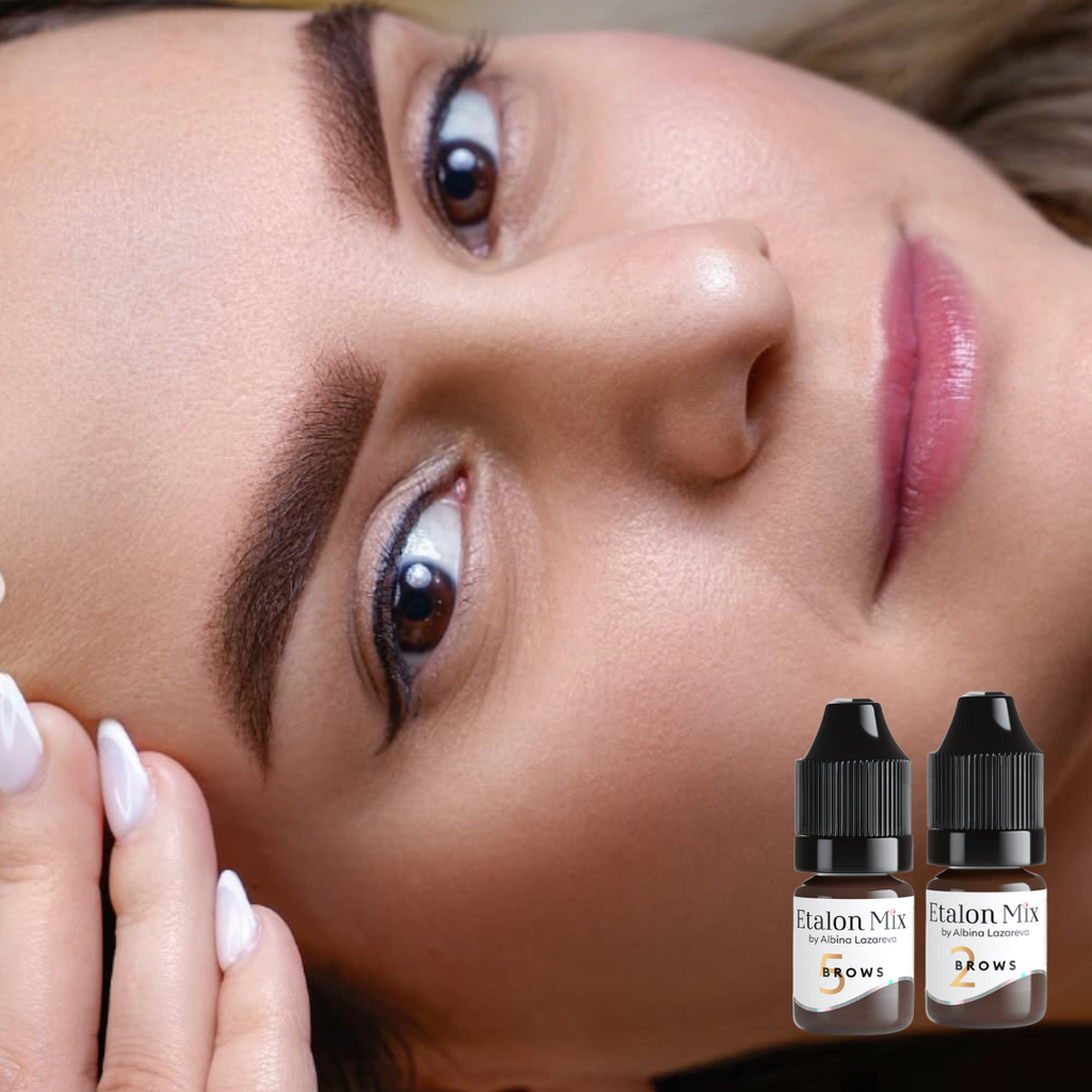 Pigmento PMU Etalon Mix Brows 5 Dark Chocolate mezclado con Milk Chocolate Nº2 para cejas marrón oscuro natural y definido