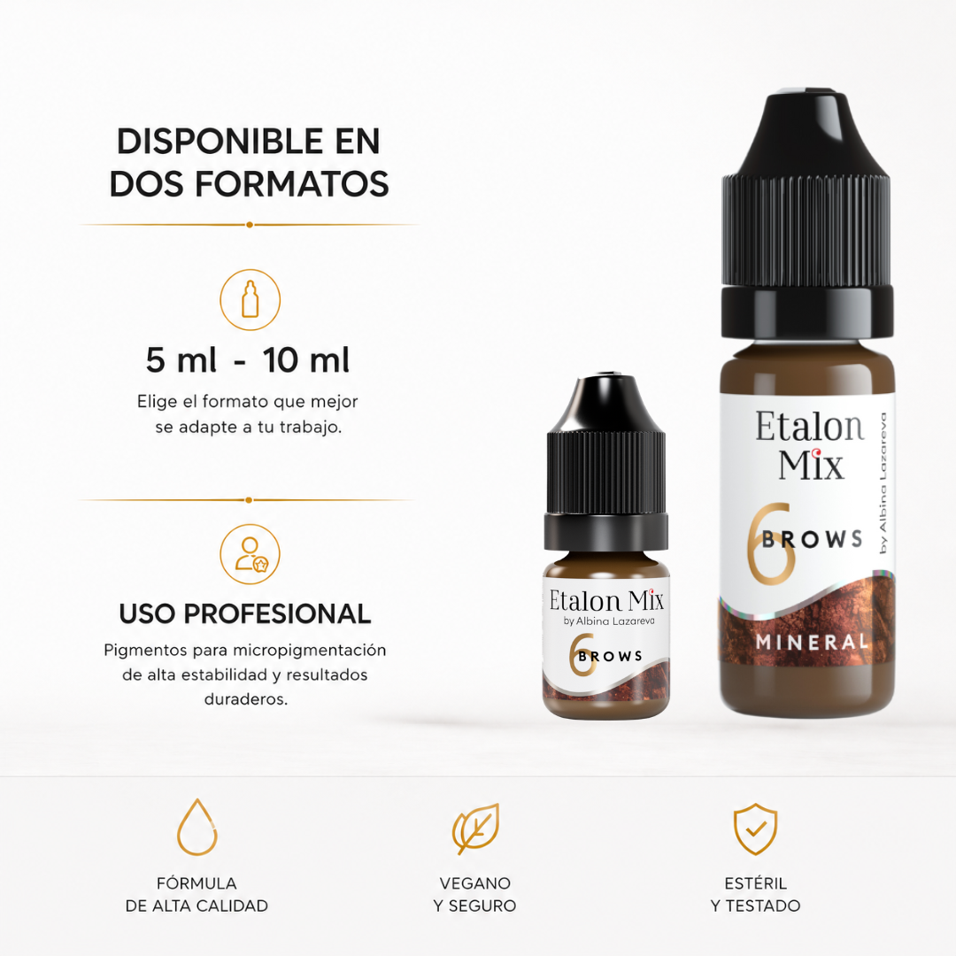 Etalon Mix Brows 6 Taupe pigmento mineral PMU para cejas disponible en formato 5 ml y 10 ml para uso profesional