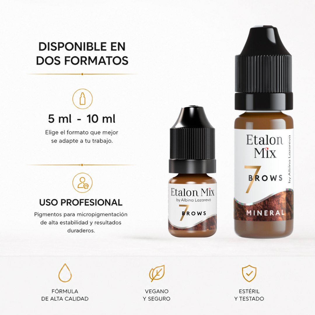 Etalon Mix Brows 7 Pecan pigmento mineral PMU para cejas disponible en formato 5 ml y 10 ml para uso profesional