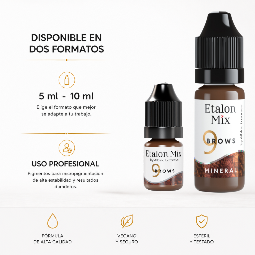 Etalon Mix Brows 9 Sepia pigmento mineral PMU para cejas disponible en formato 5 ml y 10 ml para uso profesional