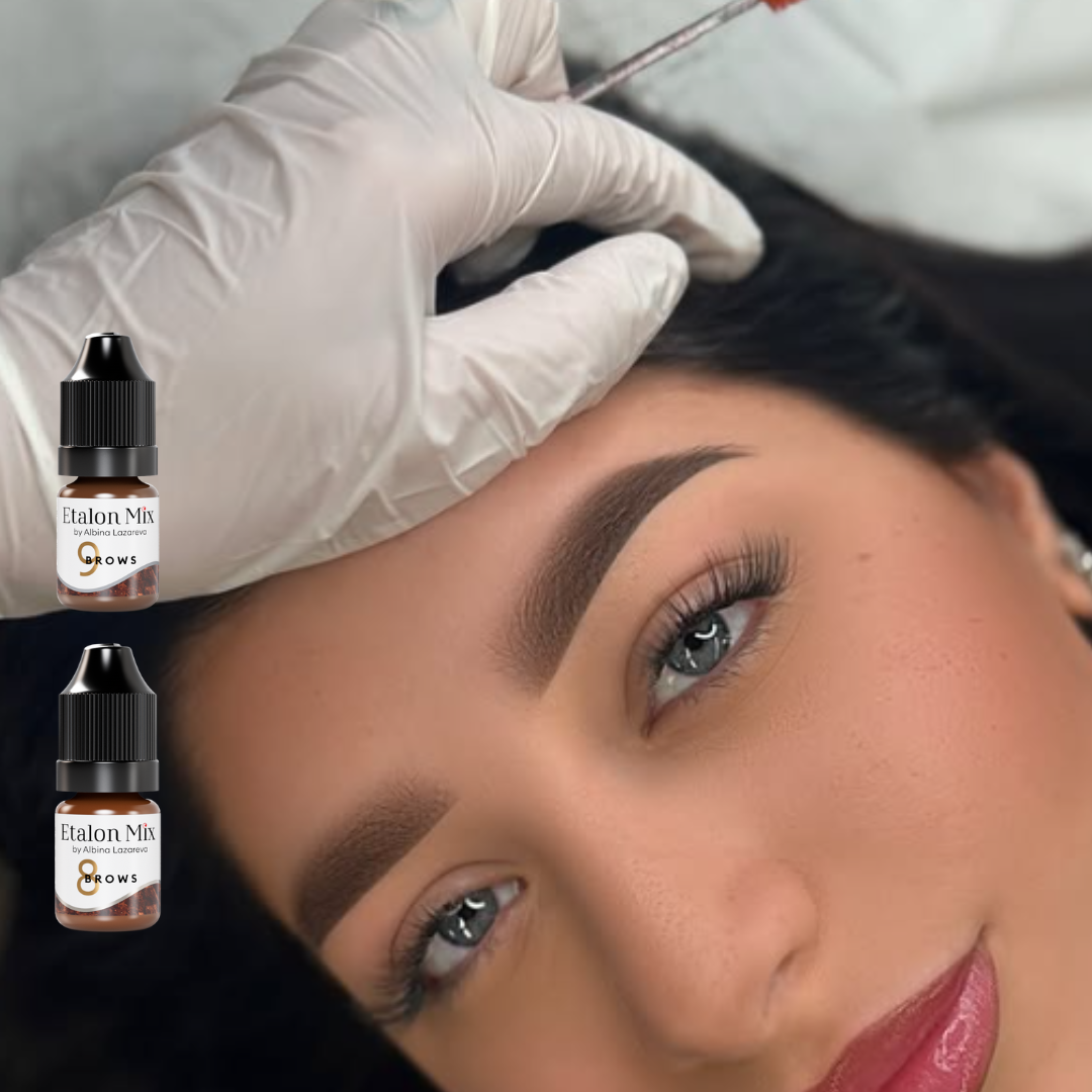 Pigmento PMU Etalon Mix Brows 9 Sepia para cejas de cabello castaño oscuro en piel olivácea Fitzpatrick 3 y 4