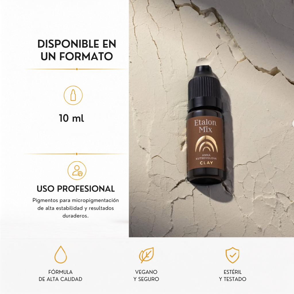 Etalon Mix Clay by Anna Kutsevolova pigmento profesional formato 10 ml marrón cálido para micropigmentación técnica y hair stroke