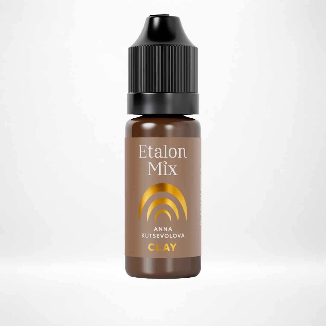 Frasco Etalon Mix Clay by Anna Kutsevolova pigmento marrón cálido universal formato 10 ml para hair stroke y cejas hiperrealistas