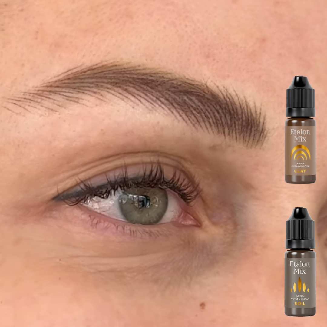 Pigmento Etalon Mix Clay by Anna Kutsevolova marrón cálido universal para cejas hair stroke y pelo hiperrealista con mezcla Soi