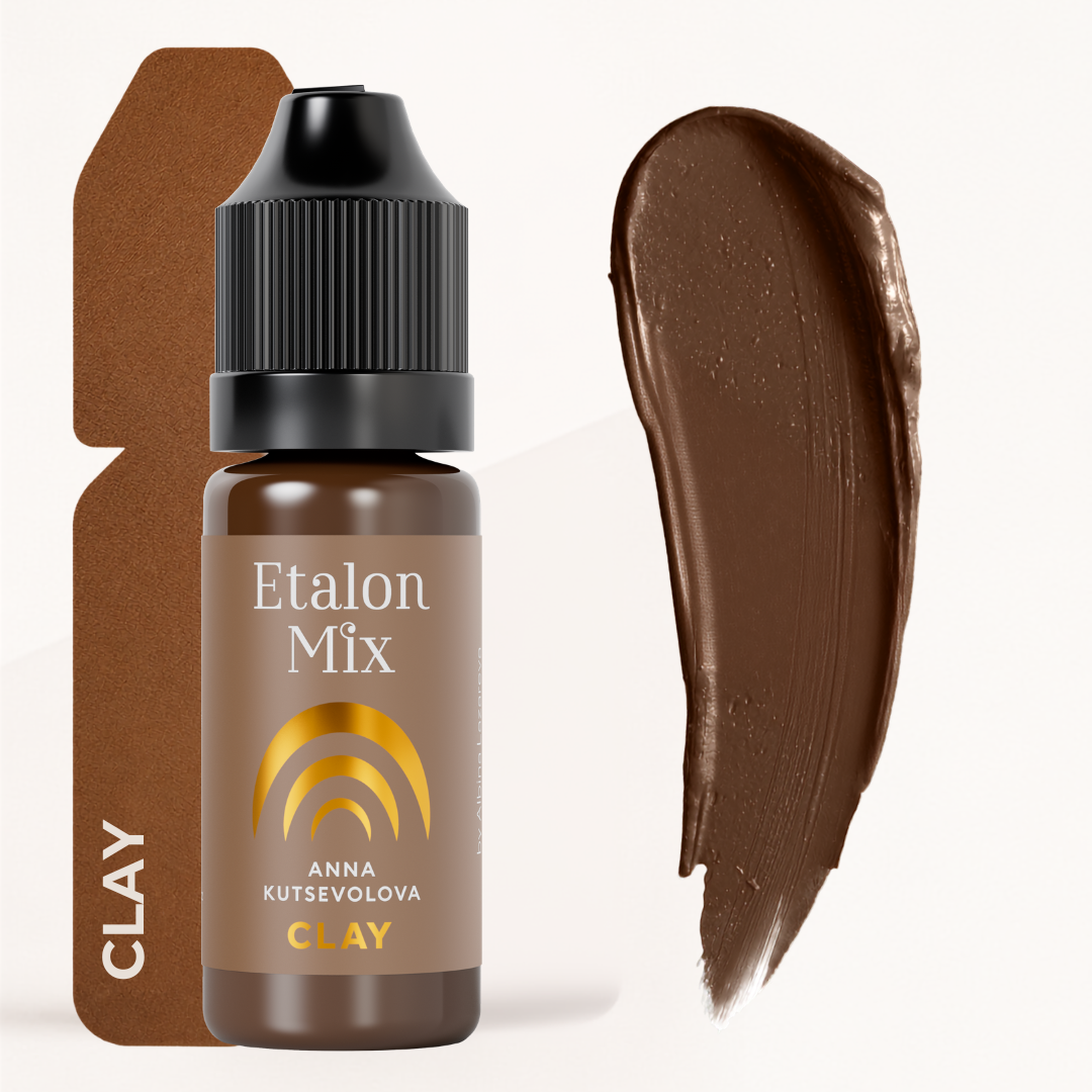 Textura y swatch Etalon Mix Clay pigmento marrón cálido universal para técnicas de pelo hiperrealista y mezclas profesionales