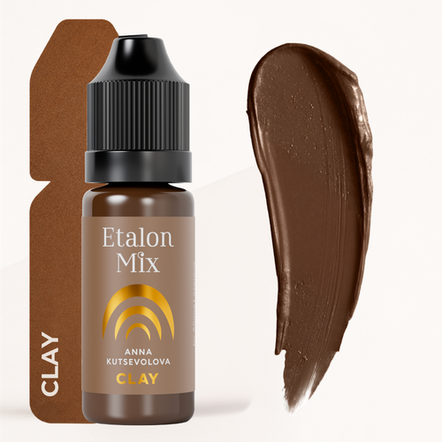Textura y swatch Etalon Mix Clay pigmento marrón cálido universal para técnicas de pelo hiperrealista y mezclas profesionales
