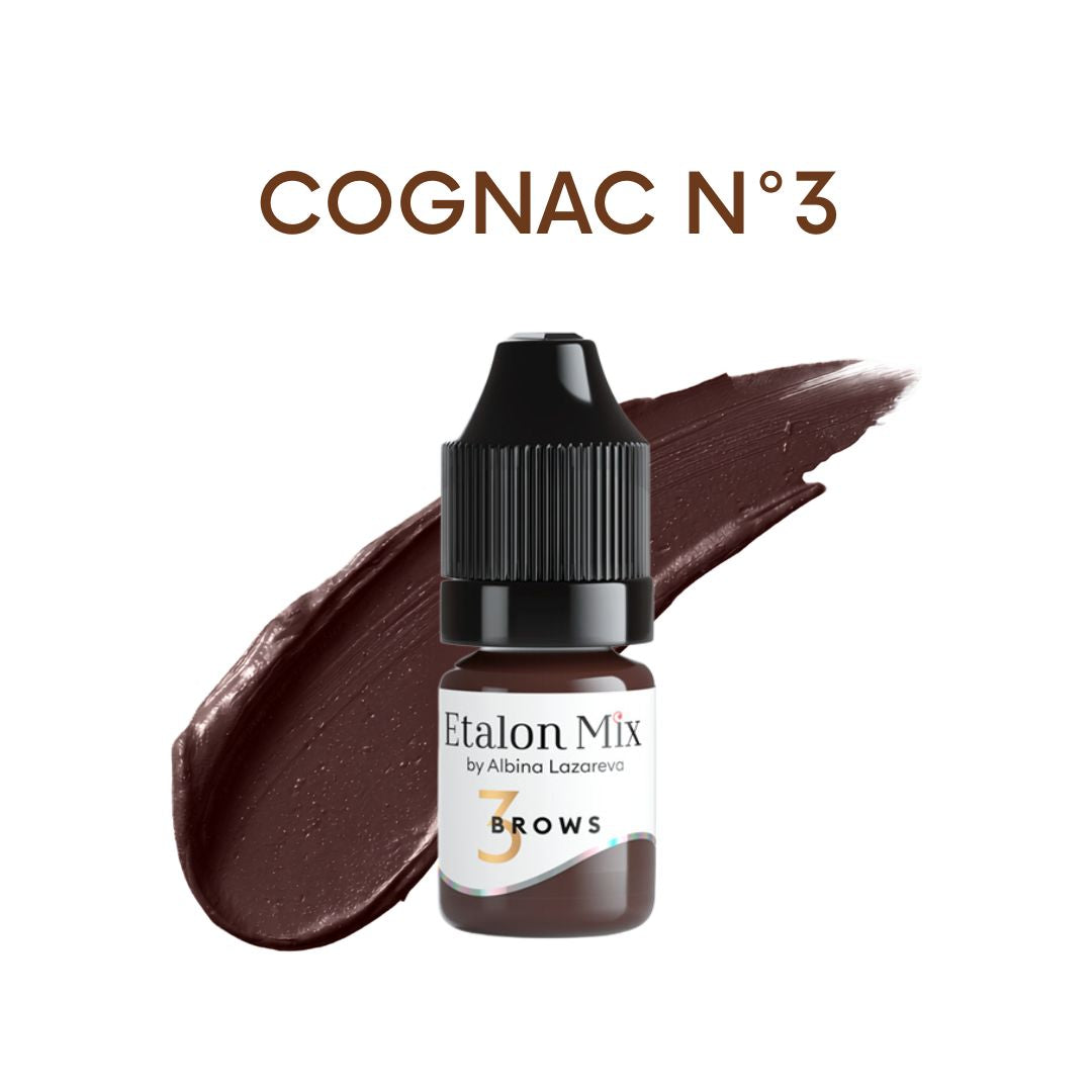 Pigmento híbrido PMU Etalon Mix Cognac Nº3 para cejas marrón rojizo cálido con textura profesional y formato de 5 ml