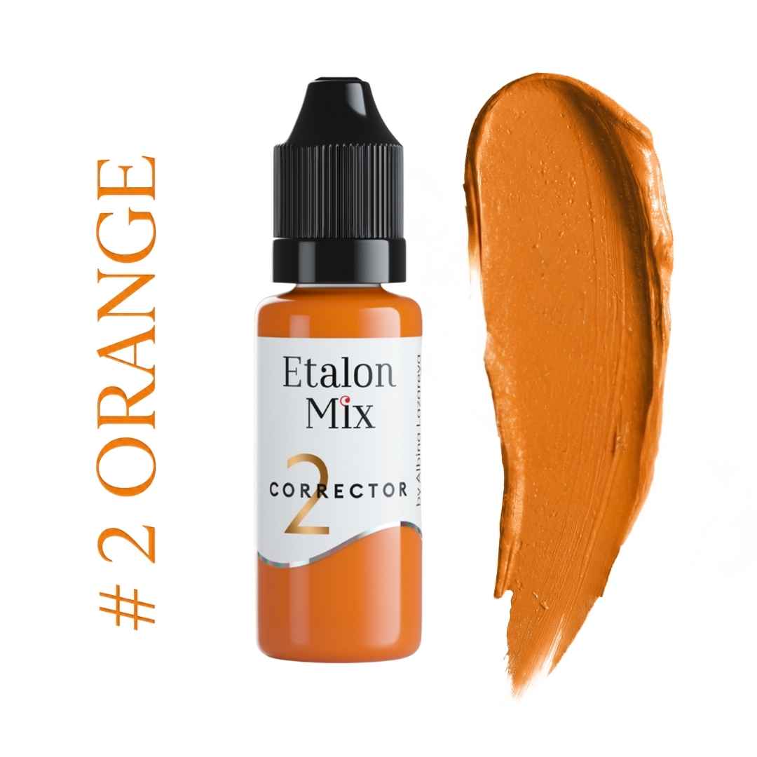 Corrector Etalon Mix Orange 2 naranja cálido con swatch de alta intensidad para neutralizar grises, azules y violetas